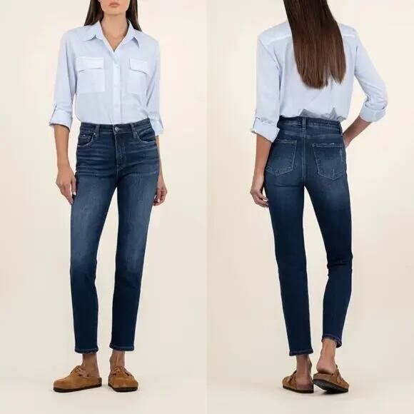 Kut From The Kloth High Rise Reese Ankle Ab Fab Straight Leg Jeans Blue 8 - Picture 1 of 11